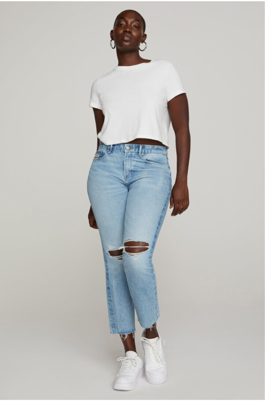 GOOD AMERICAN NWT Good Girlfriend Denim Jean in Blue637 // 00